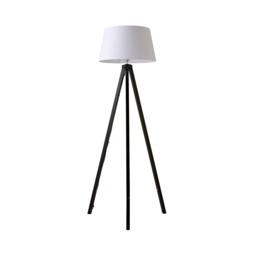 ValueLights Barbro Black Wood Tripod Design Floor Lamp White Shade