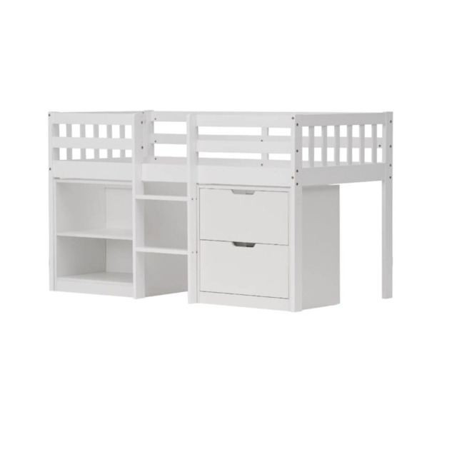 Mira Sleepstation Cabin Bed Low Midsleeper with Storage in Classic White