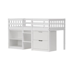Mira Sleepstation Cabin Bed Low Midsleeper with Storage in Classic White
