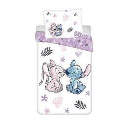 Lilo & Sch Cotton Duvet Cover Set White White/Purple/Pink Single 1