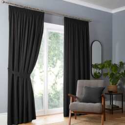 Fusion Dijon Pencil Pleat Curtains Black