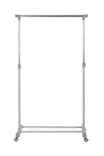 Clothes Hanging Rail With Shoe Rack Silver