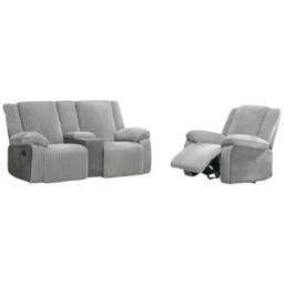 Verona 2+1 Jumbo Cord Manual Recliner Sofa Set Cream Beige Three Seater