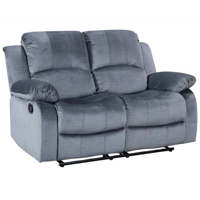 Chenille Fabric Grey 2 Seater Manual Recliner Sofa VALENCIA