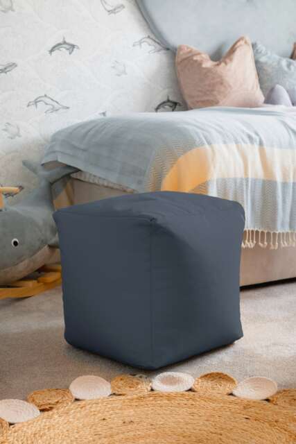 Waterproof Cube Indoor Outdoor Bean Bag Foot Stool Pouffe Grey