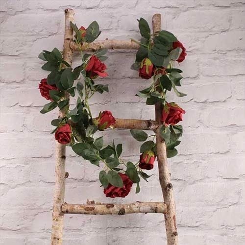 Red Roses Artificial Silk Flowers Garland 175cm