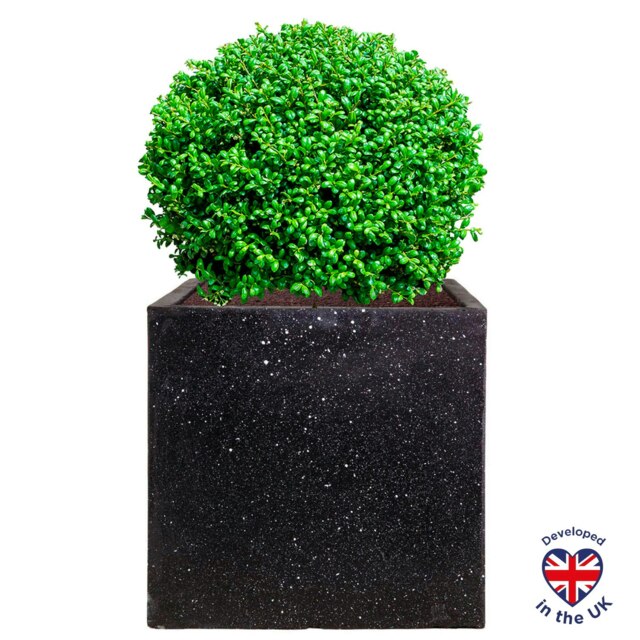 Square Box Black Terazzo Light Concrete Garden Planter H40 L40 W40 cm, 66 ltrs Cap.