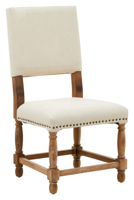 Orsina Modern Oak Burn Whitewash Linen Dining Chair, Sturdy Modern Dining Chair For Kitchen, Rustic Modern Chair