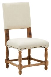Orsina Modern Oak Burn Whitewash Linen Dining Chair, Sturdy Modern Dining Chair For Kitchen, Rustic Modern Chair