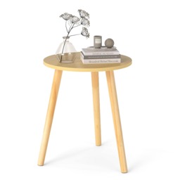 COSTWAY Round Coffee End Table Modern Tea Table Natural