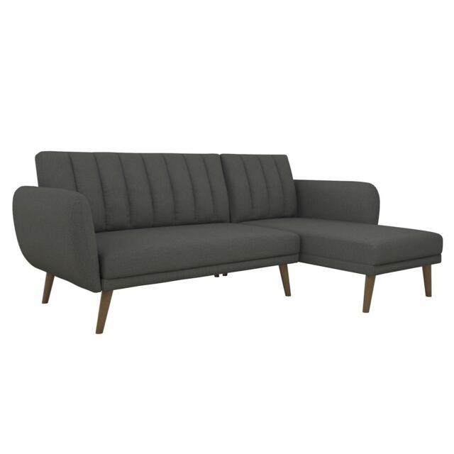 Brittany Sectional Sofa Bed in Dark Grey Linen Grey DARK GREY Three Seater