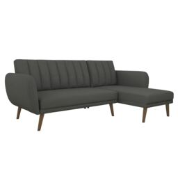 Brittany Sectional Sofa Bed in Dark Grey Linen Grey DARK GREY Three Seater