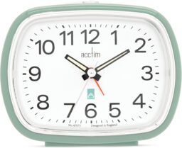 Acctim Camille Analogue Alarm Clock Quartz Luminous Hands Chrome Bezel Green Sage