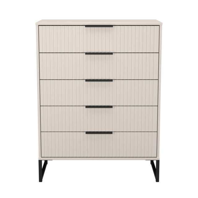 Menai 5 Drawer Chest of Drawers in Kashmir Matt (Ready Assembled) Cream Kashmir Matt