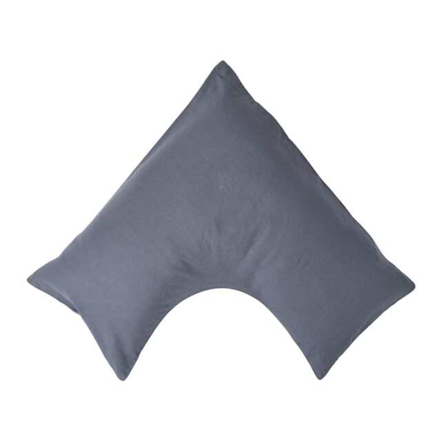 Homescapes Dark Grey Linen V Shaped Pillowcase Grey