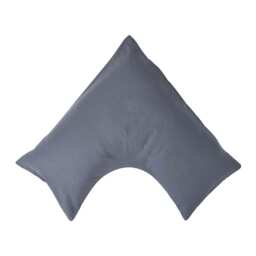 Homescapes Dark Grey Linen V Shaped Pillowcase Grey