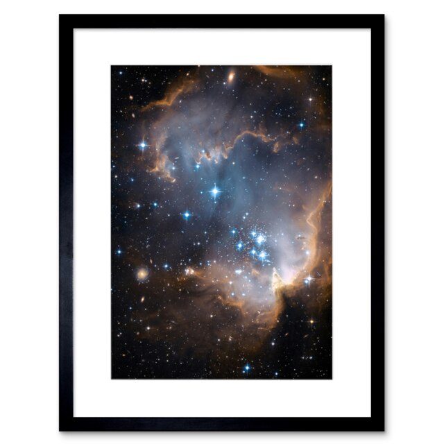 "NASA Hubble Observations Infant Stars Magellanic Cloud 9x7"" Black Framed Wall Art Print"