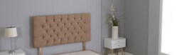 "Brown Linen Studded Chesterfield Headboard Brown 5FT King 20""inch Headboard"