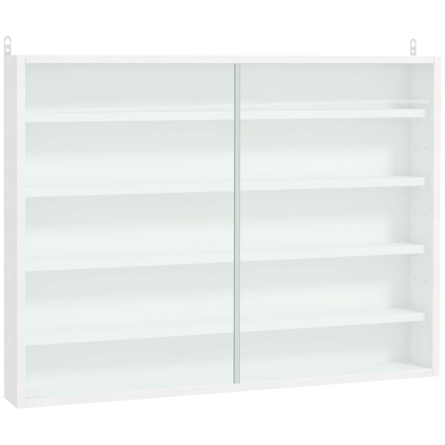 HOMCOM 5-Tier Wall Display Shelf Unit Cabinet w/ Shelves Glass Doors White