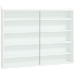 HOMCOM 5-Tier Wall Mounted Display Cabinet, Display Case with 4 Adjustable Shelves, Glass Doors for Home Office Ornaments 60x80cm, White