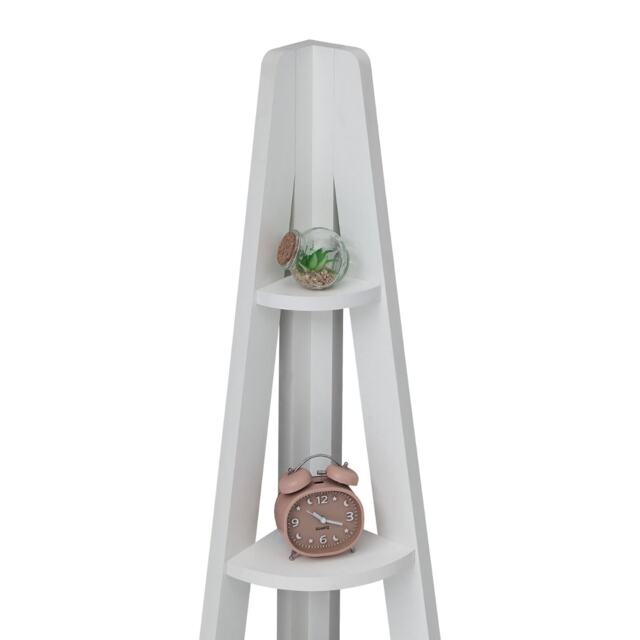 Riva 5 Tier Ladder Corner Bookcase Shelving Rack Display Organiser White