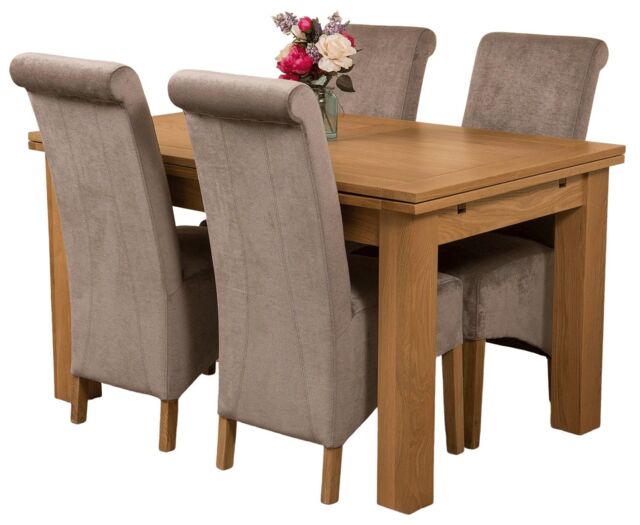 Richmond 140-220cm Oak Extending Dining Table & 4 Montana Fabric Chairs Grey Grey