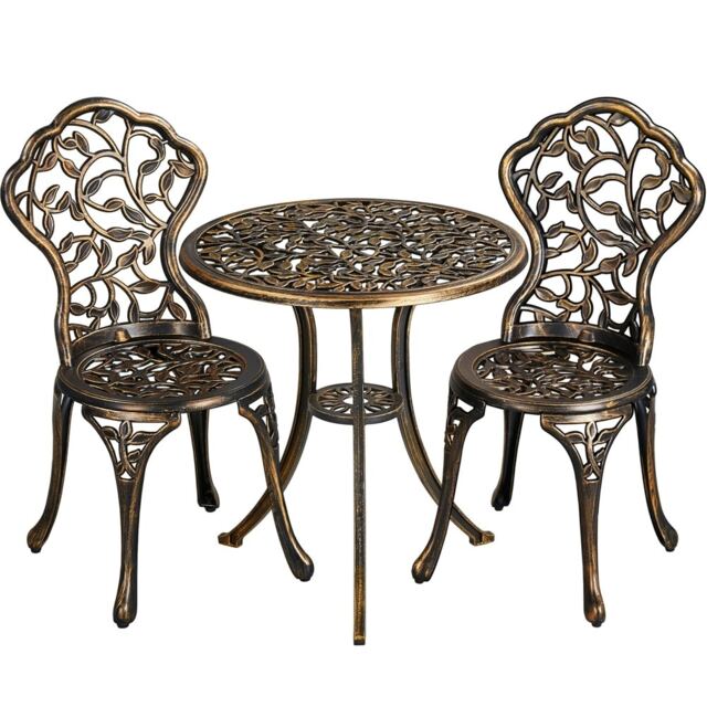 Yaheetech Outdoor Furniture Antique Aluminium Chair Bistro Dining Set Bronze Bronze