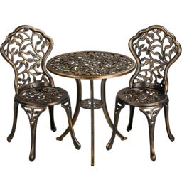 Yaheetech Outdoor Furniture Antique Aluminium Chair Bistro Dining Set Bronze Bronze
