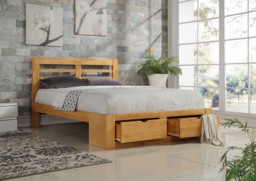 New Bretton King Size 5ft Hardwood Oak Bed Frame with Drawers Brown King