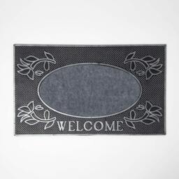 Homescapes Silver 'Welcome' Door Mat - 75 x 45 cm