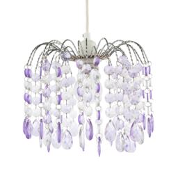 Modern Waterfall Pendant Shade with Lilac and Clear Acrylic Drops Purple Lilac 1