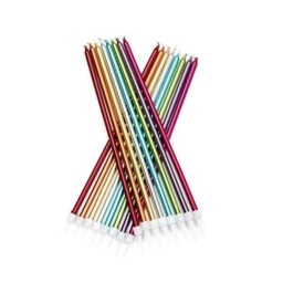 Anniversary House Extra Tall Candles Rainbow Metallic with Holders Pack of 16