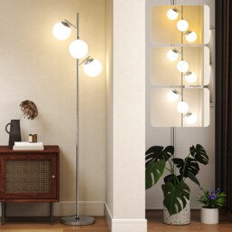 HOMCOM Modern Tree Floor Lamp with 3 Light, for Living Room Bedroom, Silver Silver