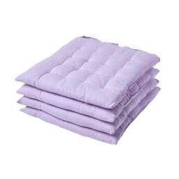 Homescapes 4 x Seat Pads Luxury Cotton Indoor Outdoor Garden Dining Cushion Mauve Purple 40 x 40 cm 4