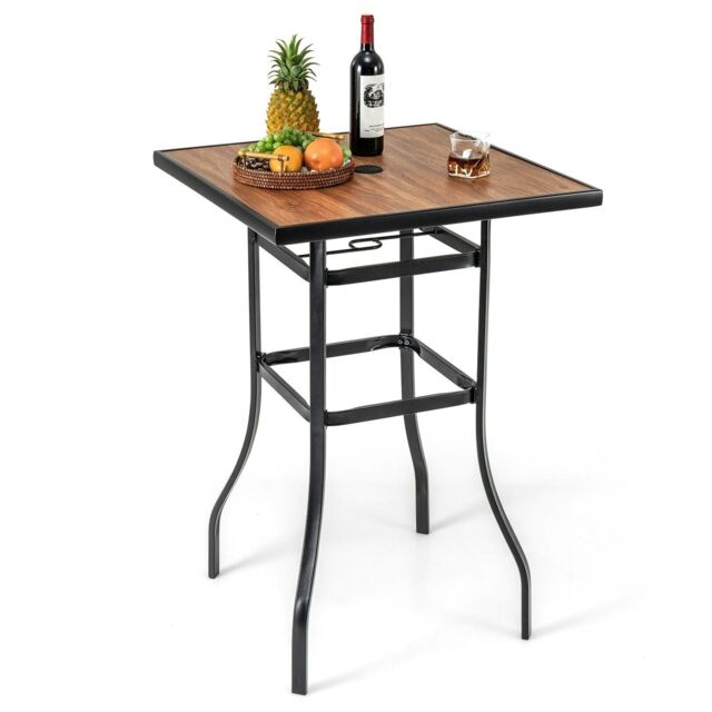 COSTWAY Patio Bar Table 70cm Garden Bar Height Table Black