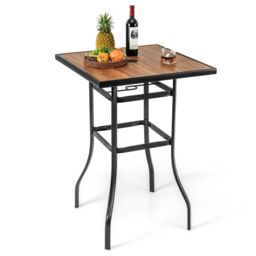 COSTWAY Patio Bar Table 70cm Garden Bar Height Table Black