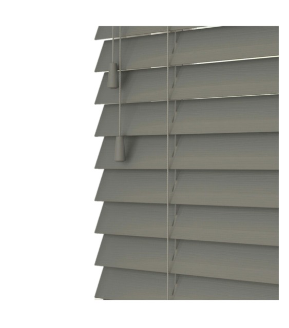 80cm Smooth Grey Faux Wood Venetian Blinds with String (120cm Drop) Grey Grey