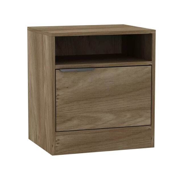 URBNLIVING 1 Door Bedside Table With Storage Brown Oak 1 Unit