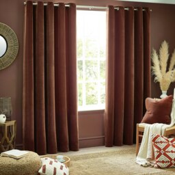 Yard Heavy Chenille Velvet Nutmeg Eyelet Curtains (W)168cm x (D)229cm Multi