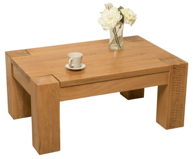 Kuba Chunky Small Oak Coffee Table for Living Room Brown Light Oak
