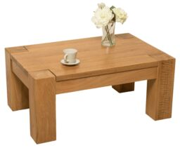 Kuba Chunky Small Oak Coffee Table for Living Room Brown Light Oak