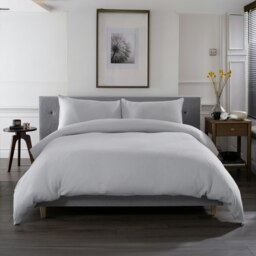 St Quentin 100% Cotton Double Gauze Duvet Cover Set - Soft & Breathable Bedding - 180 Thread Count Grey Grey Super King