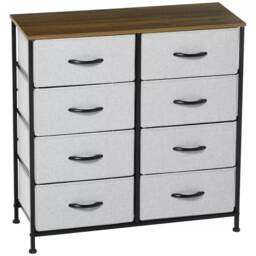8 Fabric Drawer Bedroom Dresser With Wooden Top Grey Brown