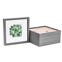 "Nicola Spring 10 x 10"" Photo Frames - Grey/White Mount - 3D Picture Frame Box Portrait Display Case (53 x 53cm) Set of 5"