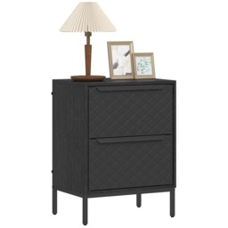 HOMCOM Chest of Drawers, 2 Fabric Drawer Dresser, Aluminium Handles, Black
