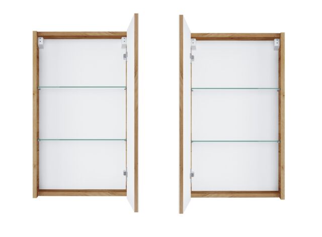 Bathroom Mirror Cabinet Mirrored Wall Unit 400mm Slimline Cupboard Oak Finish Narrow Storage Avir