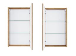 Bathroom Mirror Cabinet Mirrored Wall Unit 400mm Slimline Cupboard Oak Finish Narrow Storage Avir