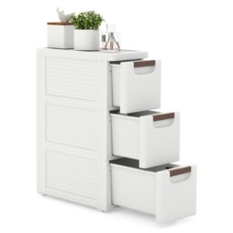 COSTWAY Narrow Storage Cabinet 3-Drawer Dresser Organizer White