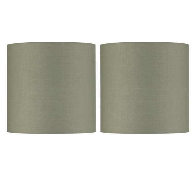 Set of 2 Sage Green Textured Cotton 17cm Table Lamp Shades Green Small 2