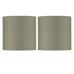 Set of 2 Sage Green Textured Cotton 17cm Table Lamp Shades Green Small 2